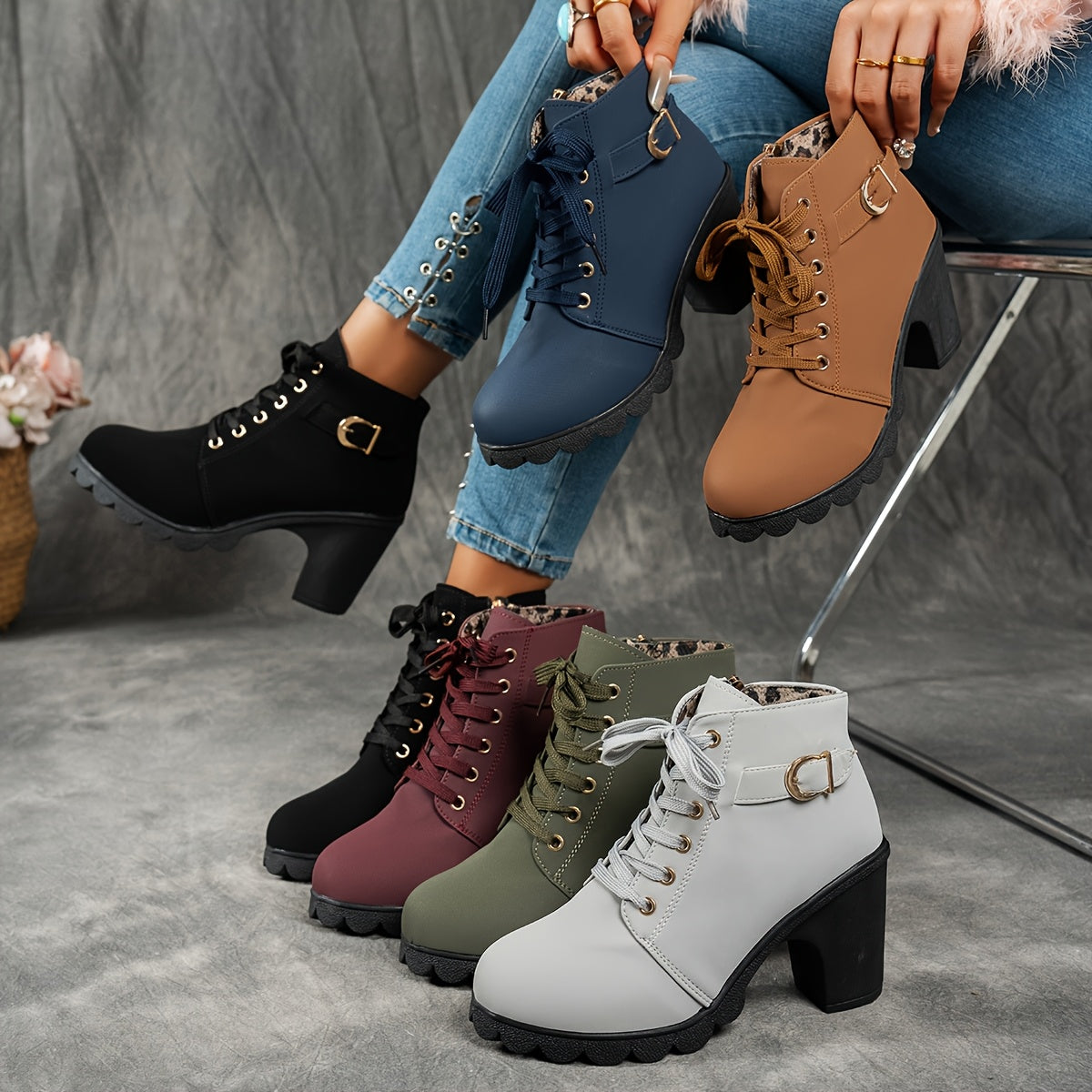 Trendy Lace-Up Boots
