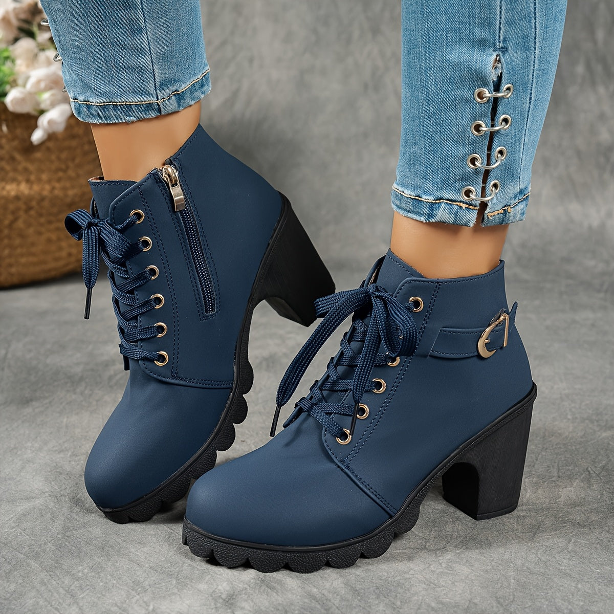 Trendy Lace-Up Boots