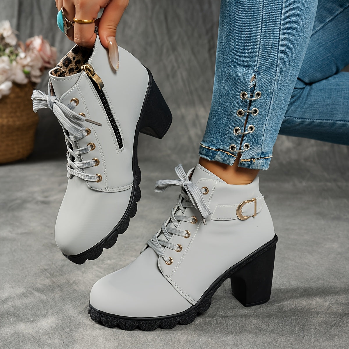 Trendy Lace-Up Boots