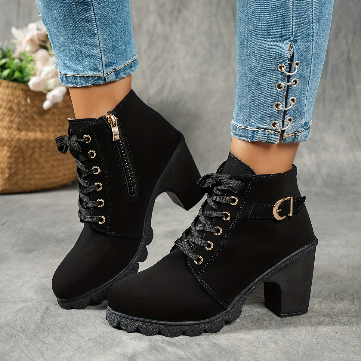 Trendy Lace-Up Boots