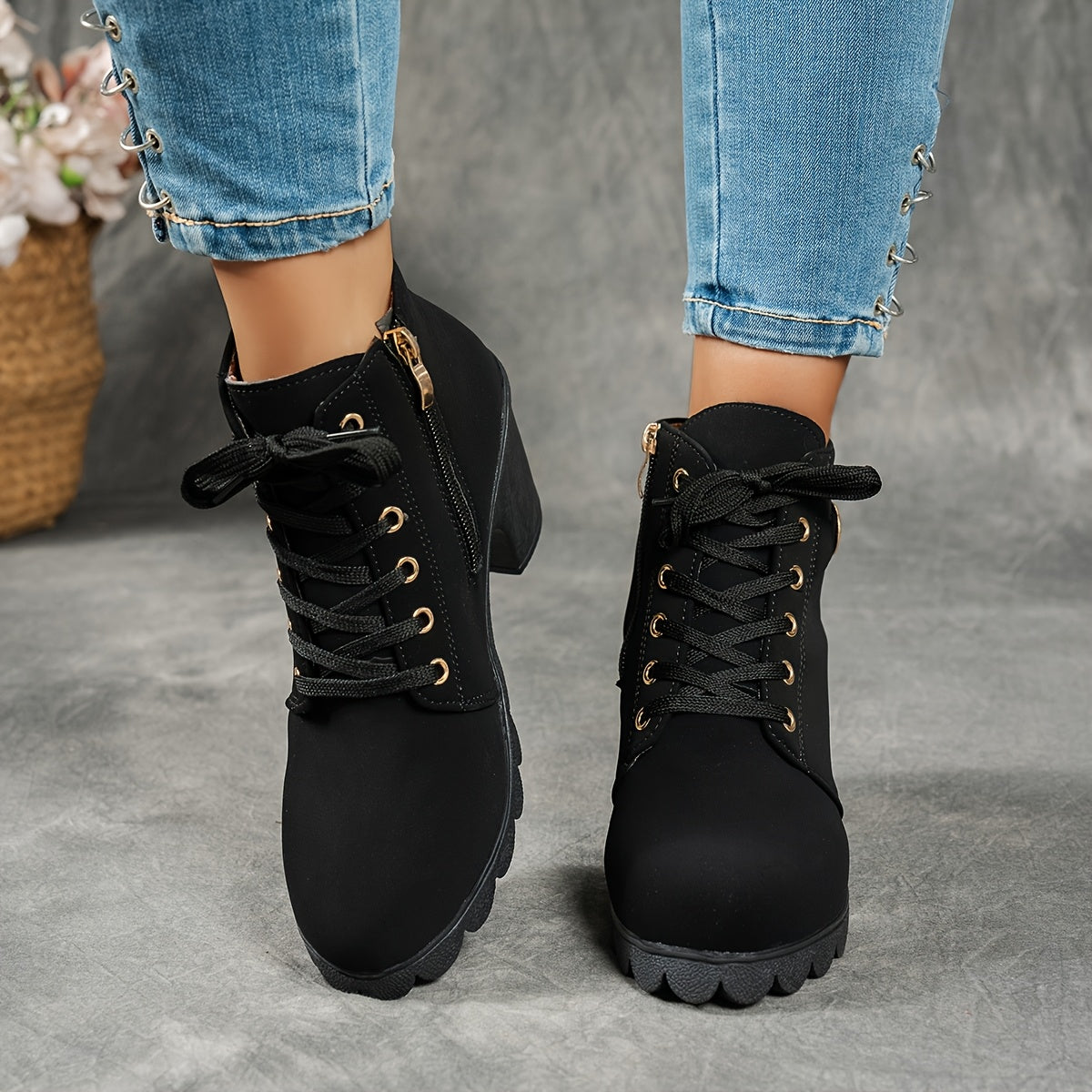 Trendy Lace-Up Boots